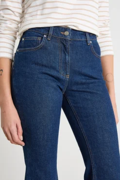 Jeans crop con fondo svasato - Blu