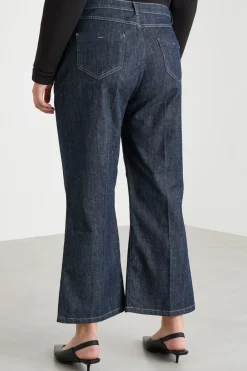 Jeans crop con fondo svasato - Blu