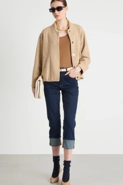 Jeans crop con risvolto - Blu