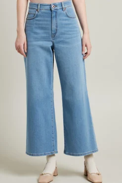 Jeans cropped svasati - Azzurro Denim