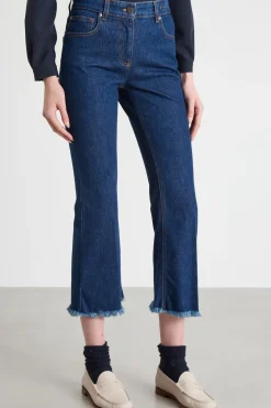 Jeans crop sfrangiati - Blu