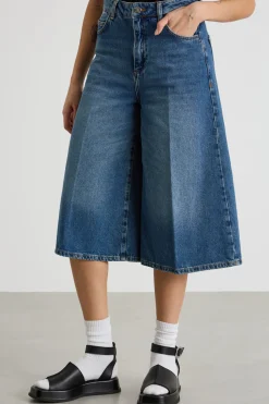 Jeans culotte svasato - Blu