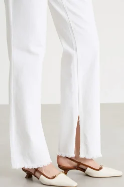 Jeans dritti con orlo sfrangiato - Bianco