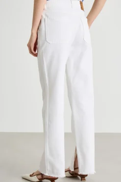 Jeans dritti con orlo sfrangiato - Bianco