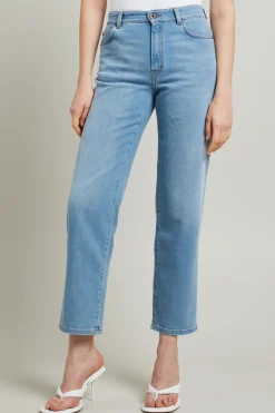 Jeans dritti in denim - Azzurro