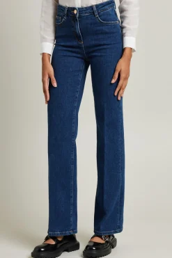 Jeans dritti in denim - Blu Denim