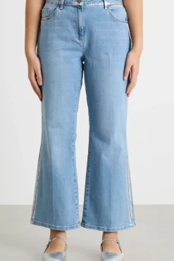 Jeans flare con impunture - Azzurro
