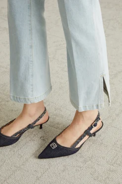 Jeans flare con spacchetti - Azzurro Chiaro Denim