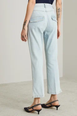 Jeans flare con spacchetti - Azzurro Chiaro Denim