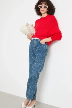 Jeans flare con stampa - Blu