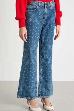 Jeans flare con stampa - Blu