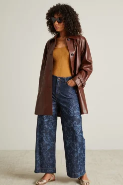 Jeans in denim a fiori - Blu