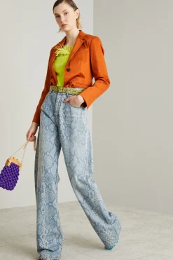 Jeans in denim animalier - Azzurro Denim