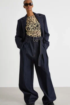 Jeans oversize a vita alta - Blu Notte