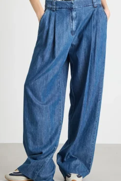 Jeans oversize con pinces - Blu