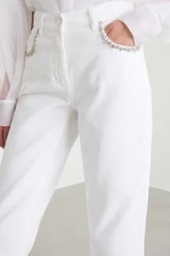 Jeans regular fit con strass - Bianco