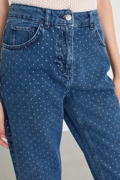 Jeans regular fit con strass - Blu