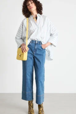Jeans stretch con orlo impunturato - Blu