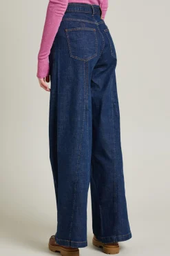 Jeans svasati con cintura - Blu Scuro Denim