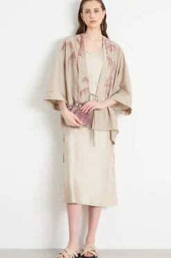 Kimono con stampa - Beige
