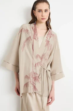 Kimono con stampa - Beige