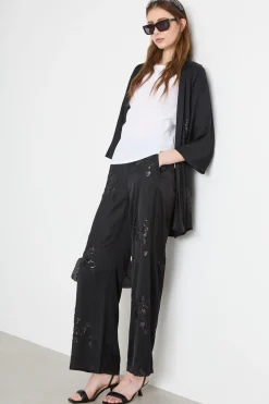 Kimono corto con paillettes - Nero