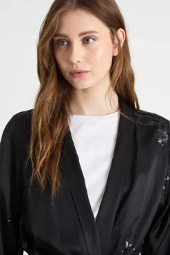 Kimono corto con paillettes - Nero