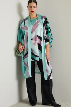 Kimono in raso - Acqua Marina