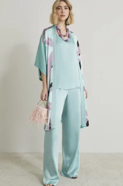 Kimono in raso - Acqua Marina
