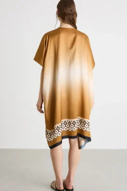 Kimono in raso stampato - Cammello