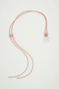 Laccio in pelle con ciondolo - Rosa