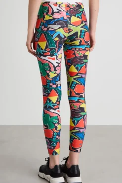 Leggings tecnici a fantasia - Nero Arancione Giallo