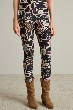 Leggings tecnici a fantasia - Nero Beige