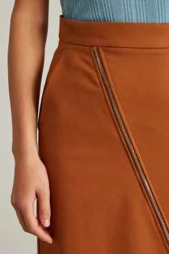 Long gabardine skirt - Terracotta