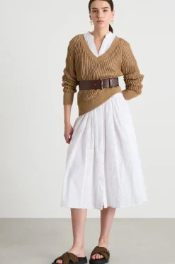 Maglia a costa traforata - Cammello