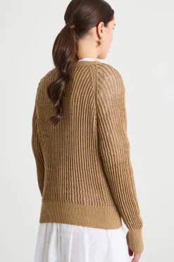 Maglia a costa traforata - Cammello