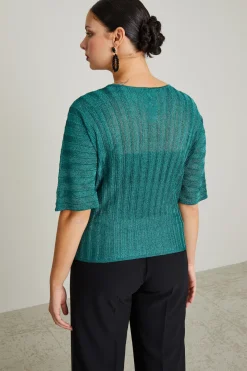 Maglia a coste lamè - Verde