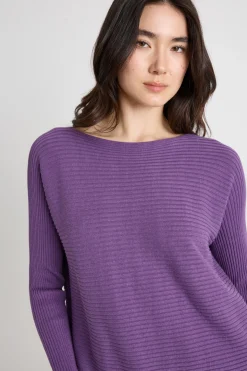 Maglia a coste orizzontali - Viola