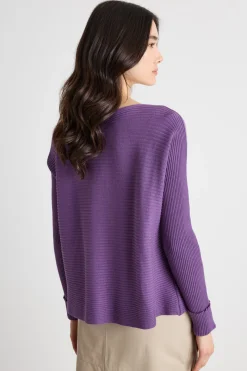 Maglia a coste orizzontali - Viola