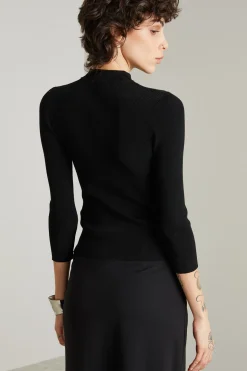 Maglia a costine - Nero