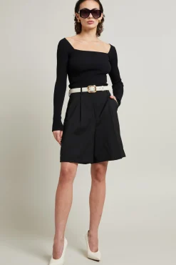Maglia aderente a costine - Nero