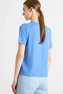 Maglia aderente a manica corta - Azzurro