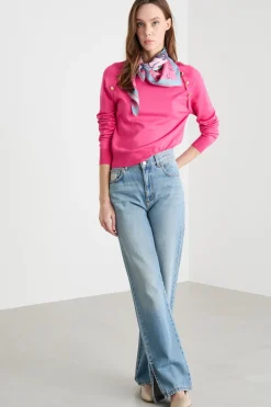 Maglia aderente con bottoni - Fuxia