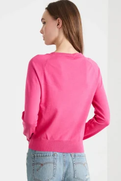 Maglia aderente con bottoni - Fuxia