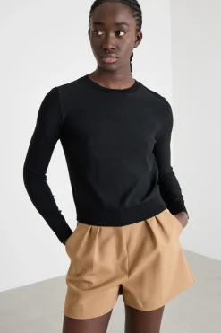 Maglia aderente con bottoni - Nero