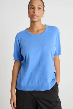 Maglia aderente con maniche corte - Azzurro