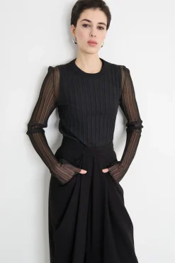 Maglia aderente con top abbinato - Nero