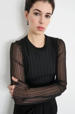 Maglia aderente con top abbinato - Nero