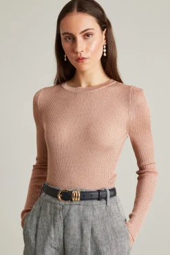 Maglia aderente lamè - Rosa Antico