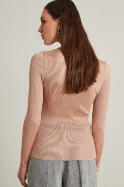 Maglia aderente lamè - Rosa Antico